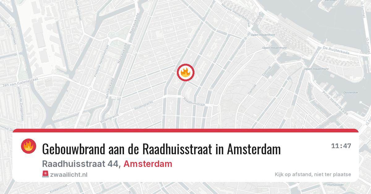 Gebouwbrand aan de Raadhuisstraat in Amsterdam — 29 jun 2026