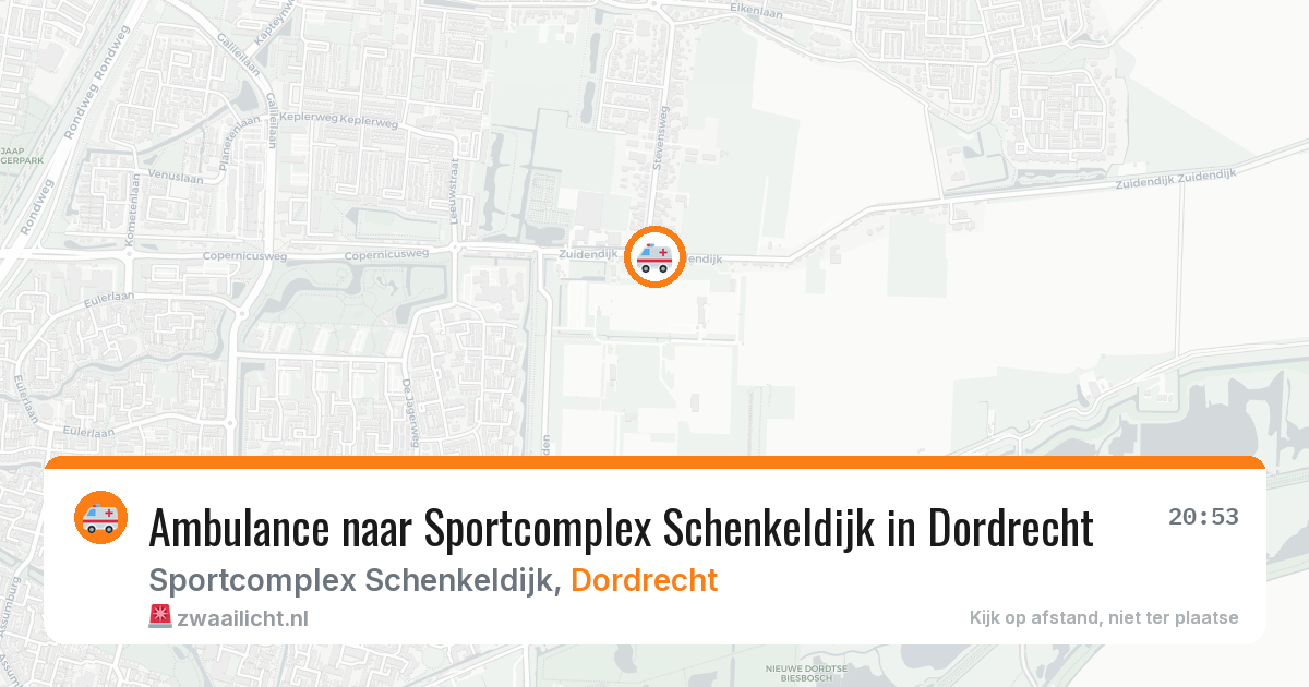 Ambulance naar Sportcomplex Schenkeldijk in Dordrecht — 2 jul 2026