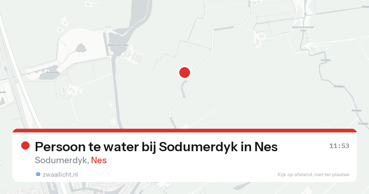 Persoon te water bij Sodumerdyk in Nes — 23 aug 2026