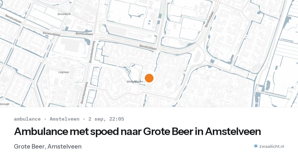 Ambulance met spoed naar Grote Beer in Amstelveen — 2 sep 2026