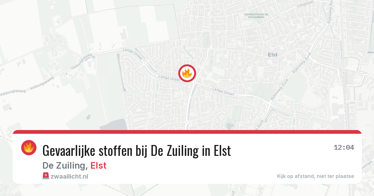 Gevaarlijke stoffen bij De Zuiling in Elst — 3 aug 2026