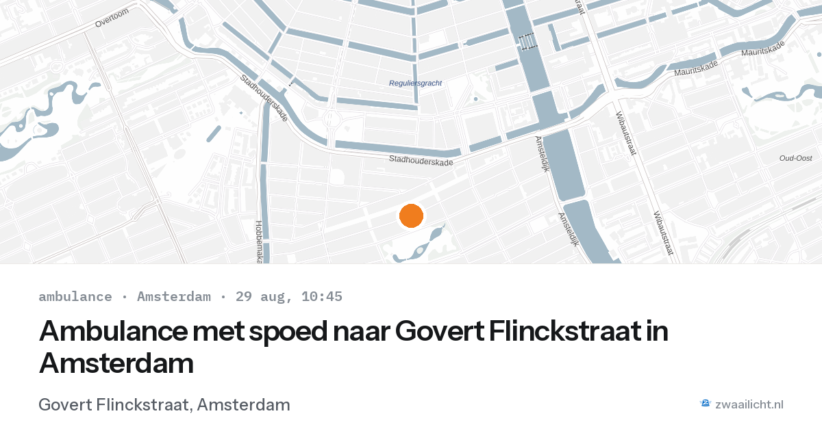 Ambulance met spoed naar Govert Flinckstraat in Amsterdam — 29 aug 2026