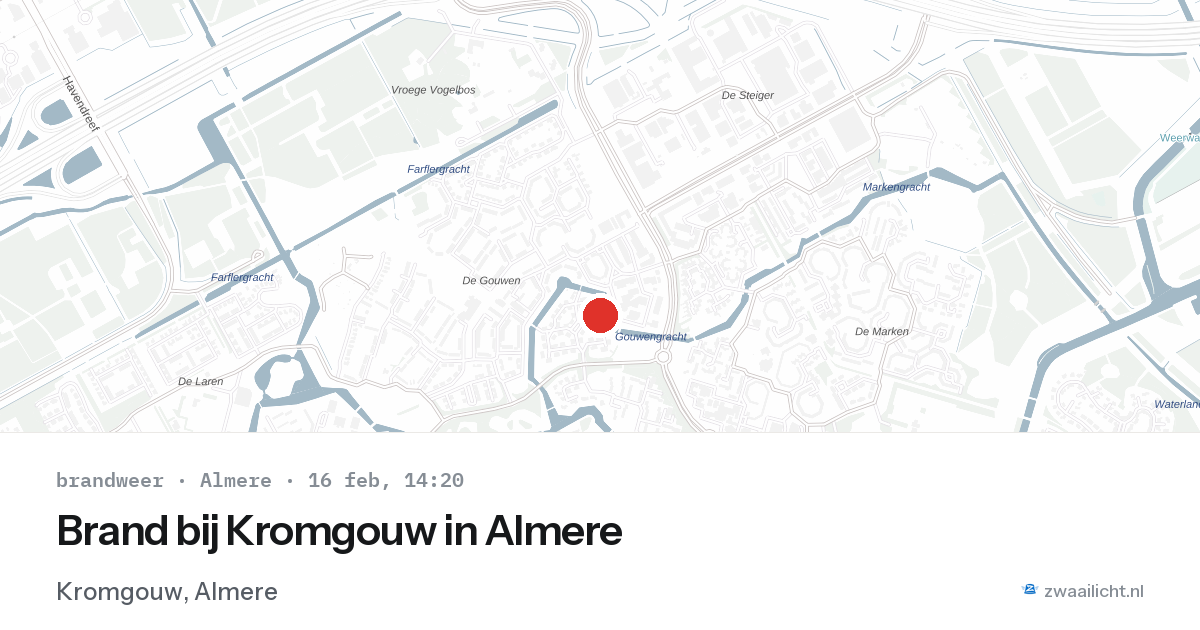 Brand bij Kromgouw in Almere — 16 feb 2026