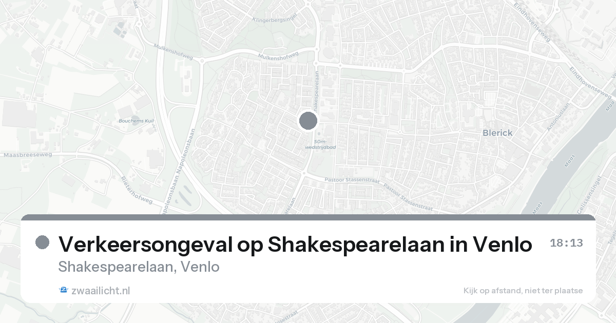Verkeersongeval op Shakespearelaan in Venlo — 20 aug 2026