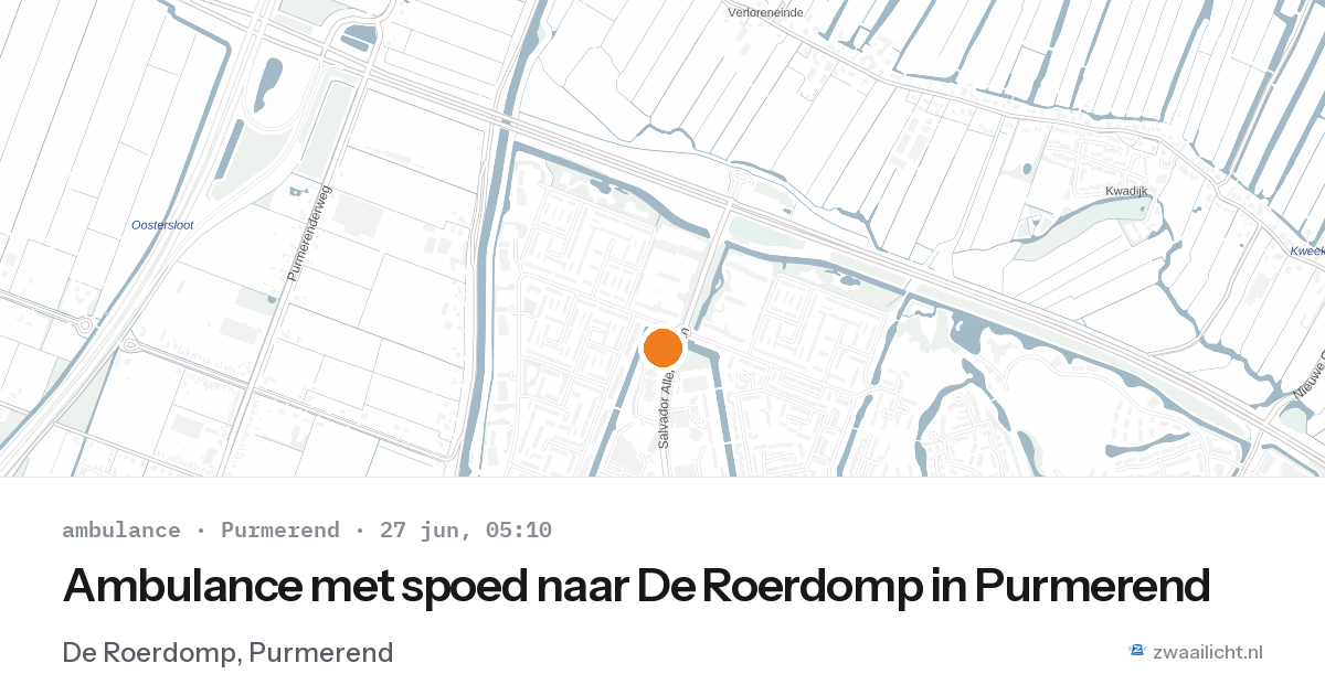 Ambulance met spoed naar De Roerdomp in Purmerend — 27 jun 2026