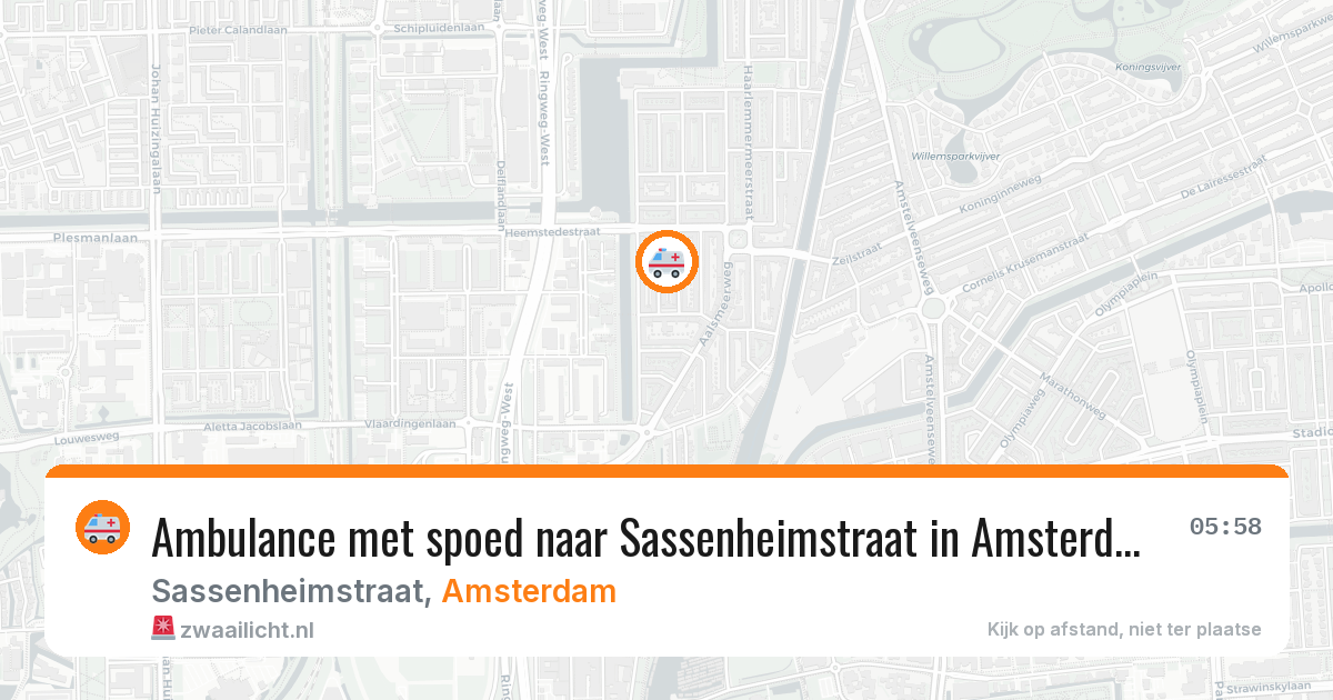Ambulance met spoed naar Sassenheimstraat in Amsterdam — 19 mei 2026