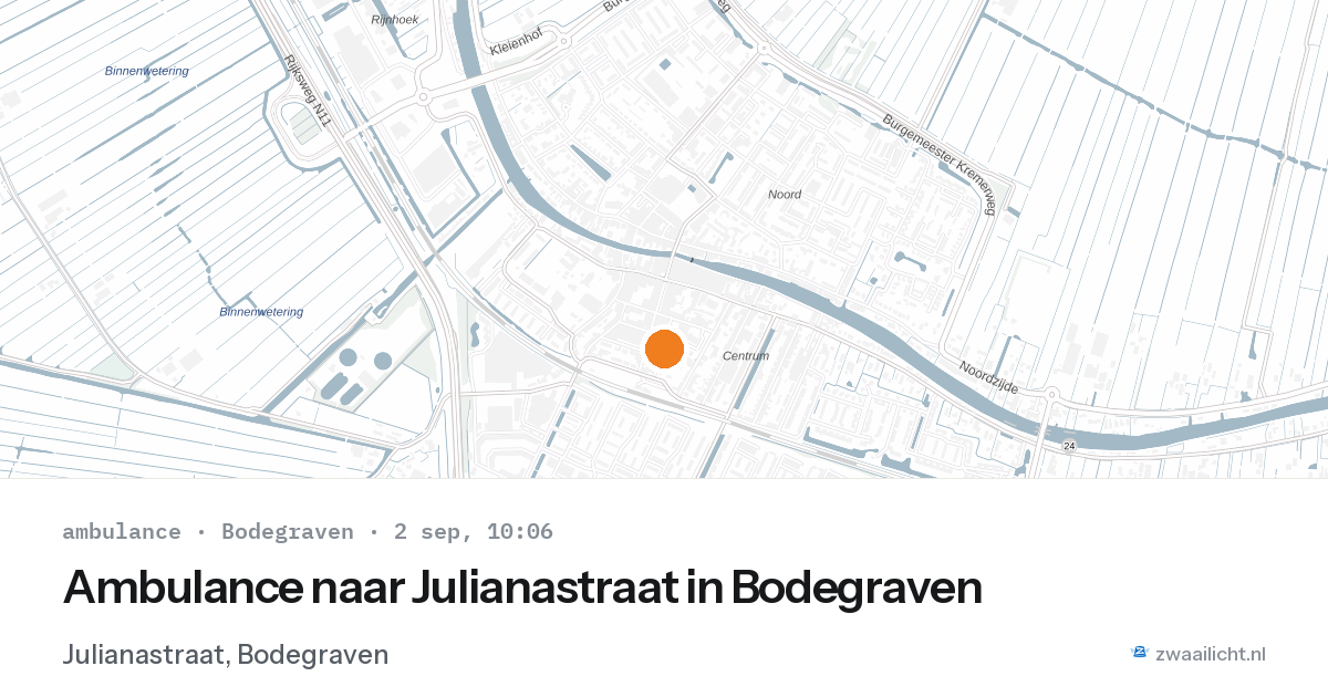 Ambulance naar Julianastraat in Bodegraven — 2 sep 2026