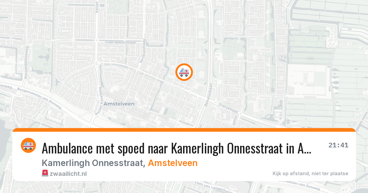 Ambulance met spoed naar Kamerlingh Onnesstraat in Amstelveen — 13 jun 2026