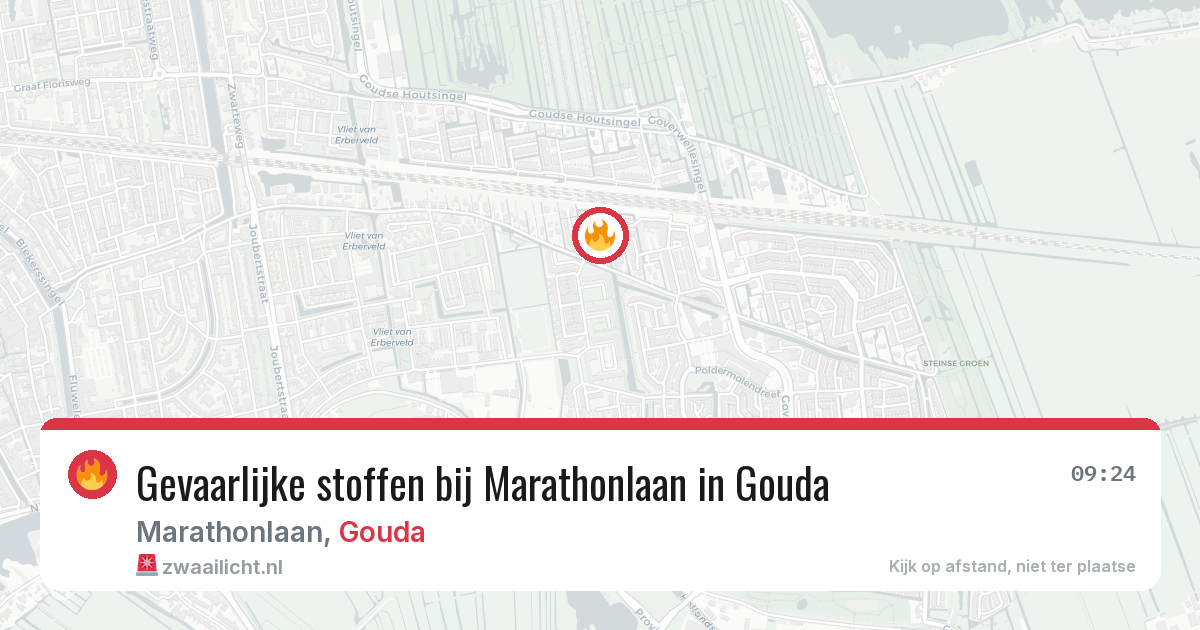 Gevaarlijke stoffen bij Marathonlaan in Gouda — 15 jul 2026