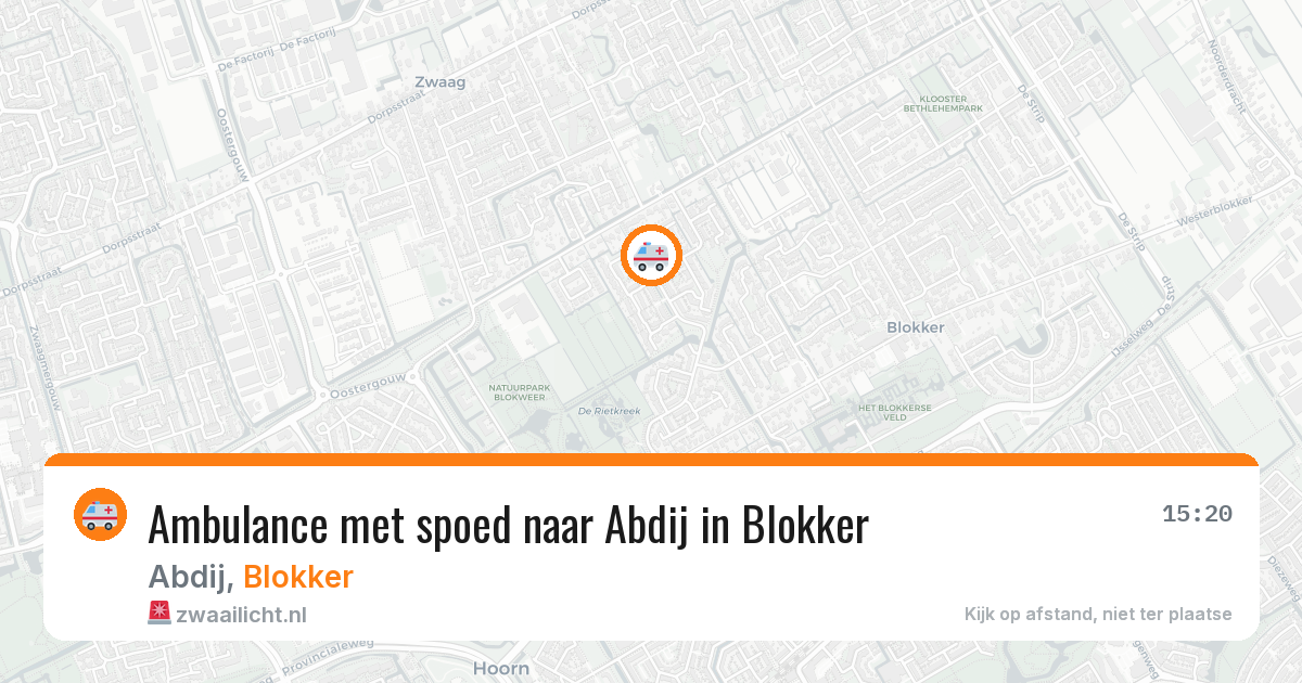 Ambulance met spoed naar Abdij in Blokker — 5 jul 2026