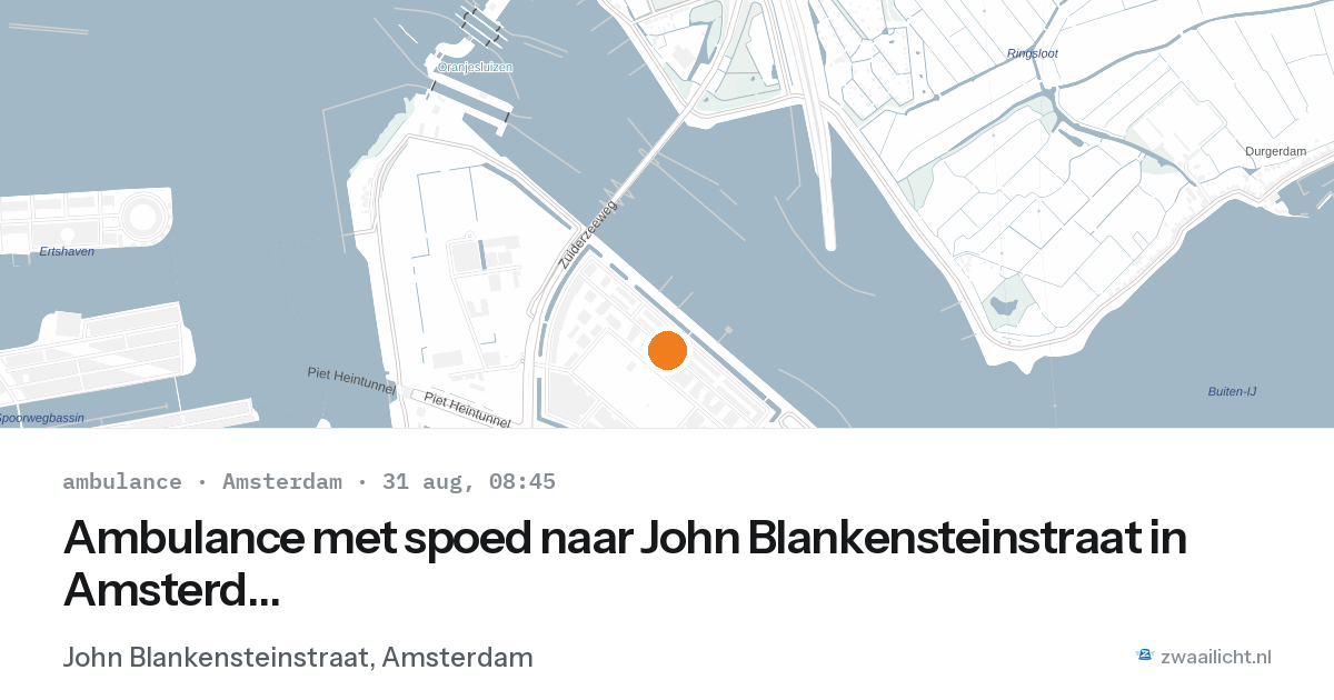 Ambulance met spoed naar John Blankensteinstraat in Amsterdam — 31 aug 2026
