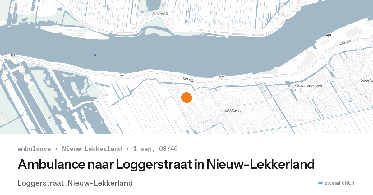 Ambulance naar Loggerstraat in Nieuw-Lekkerland — 1 sep 2026