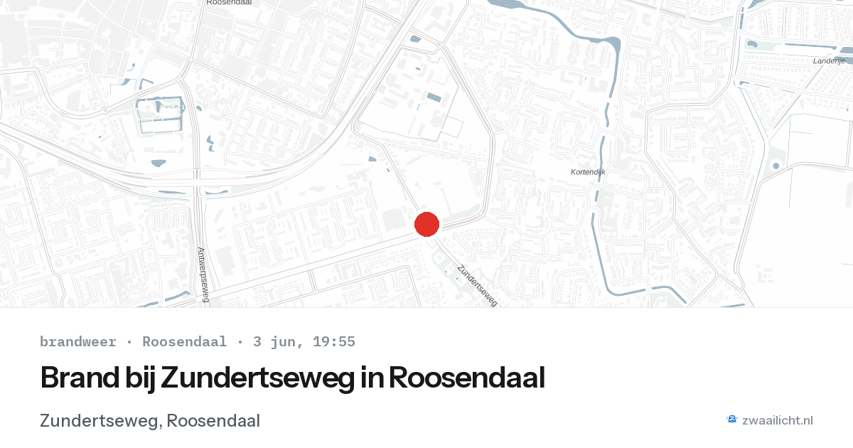 Brand bij Zundertseweg in Roosendaal — 3 jun 2026