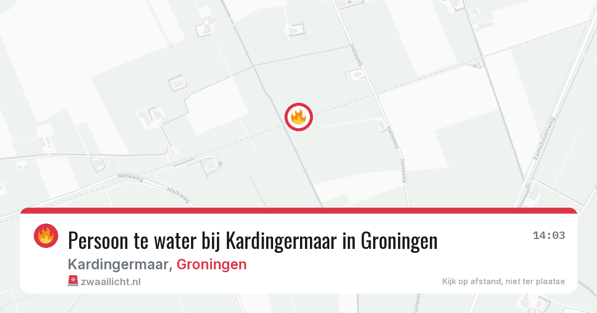 Persoon te water bij Kardingermaar in Groningen — 19 jul 2026