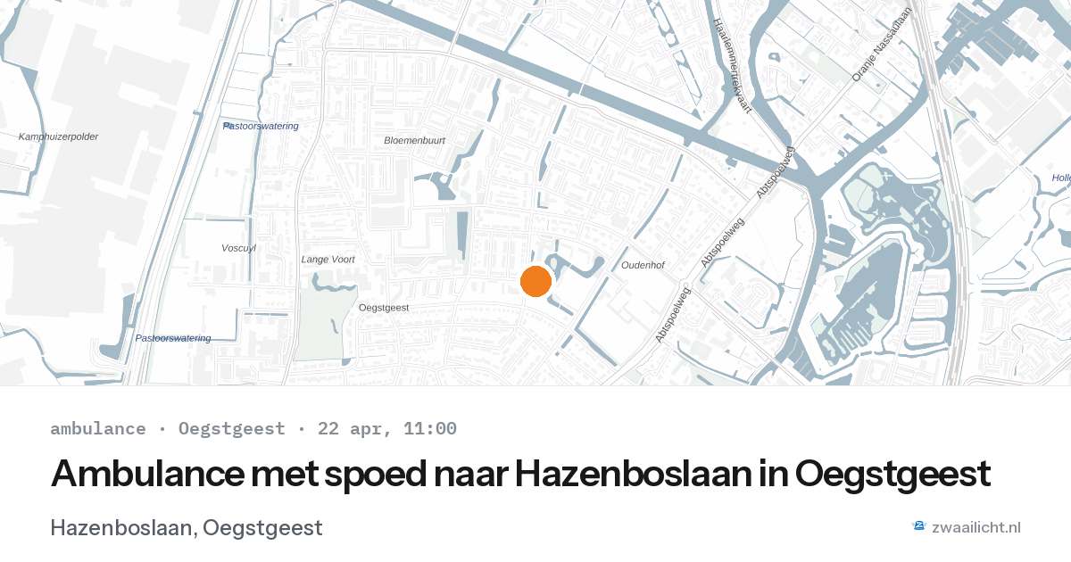 Ambulance met spoed naar Hazenboslaan in Oegstgeest — 22 apr 2026