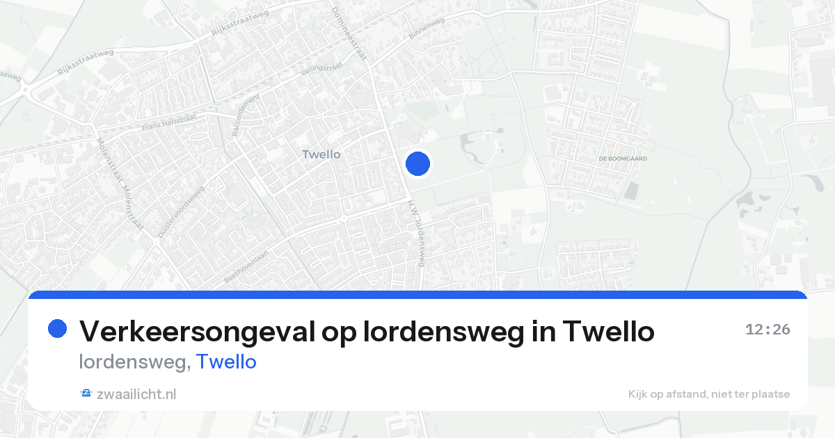 Verkeersongeval op Iordensweg in Twello — 11 aug 2026