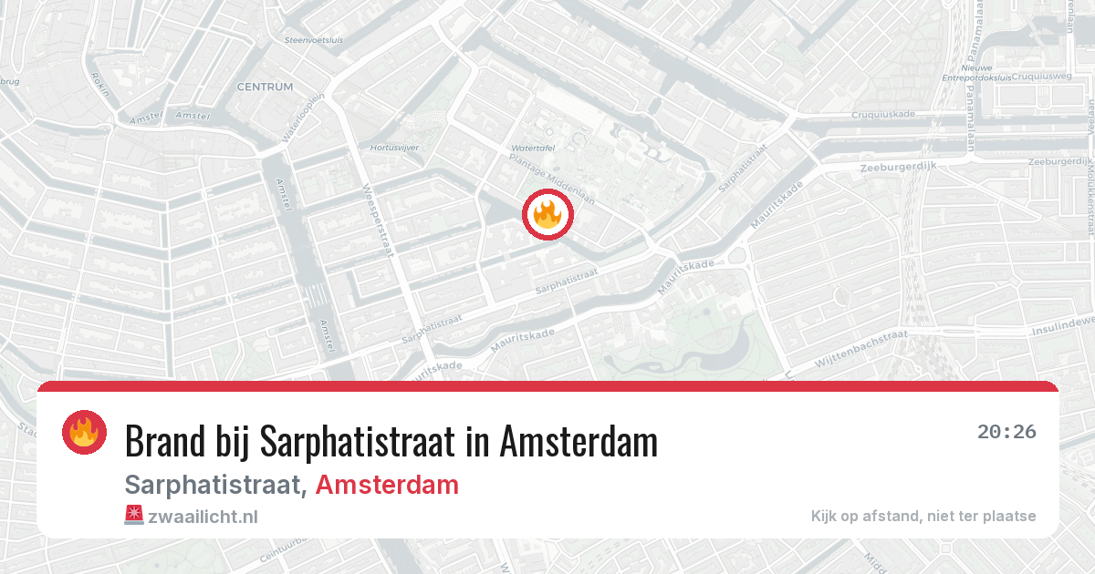 Brand bij Sarphatistraat in Amsterdam — 14 aug 2026