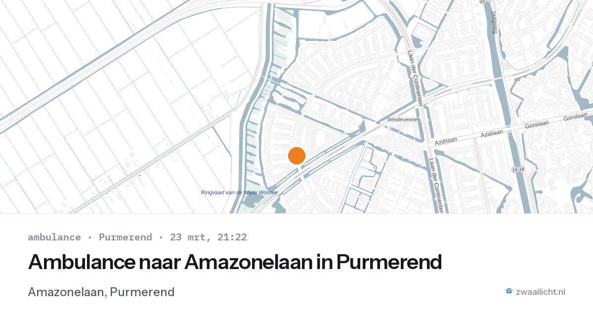 Ambulance naar Amazonelaan in Purmerend — 23 mrt 2026