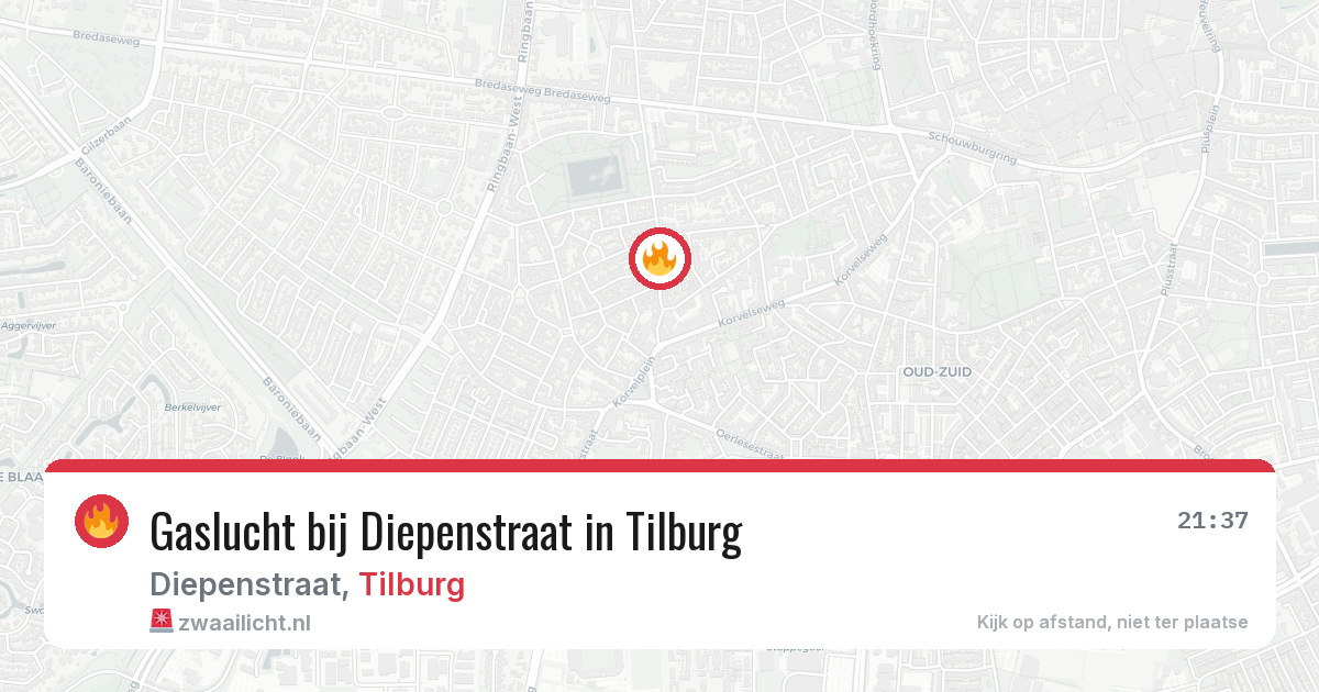 Gaslucht bij Diepenstraat in Tilburg — 31 jul 2026