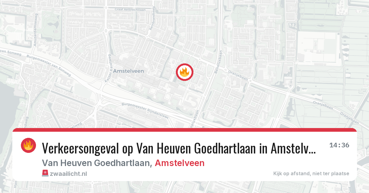 Verkeersongeval op Van Heuven Goedhartlaan in Amstelveen — 8 aug 2026