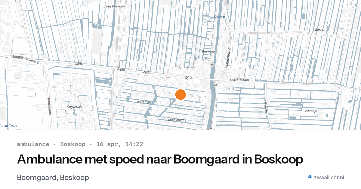 Ambulance met spoed naar Boomgaard in Boskoop — 16 apr 2026