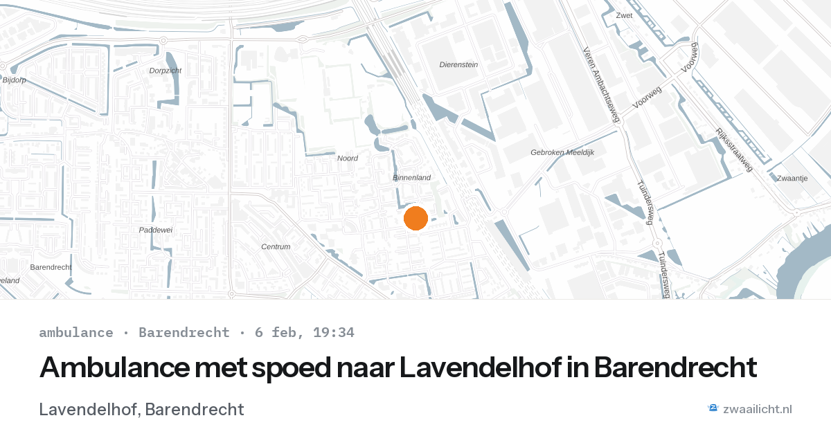 Ambulance met spoed naar Lavendelhof in Barendrecht — 6 feb 2026
