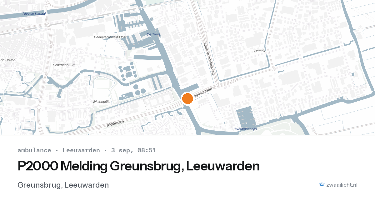 P2000 Melding Greunsbrug, Leeuwarden — 3 sep 2026