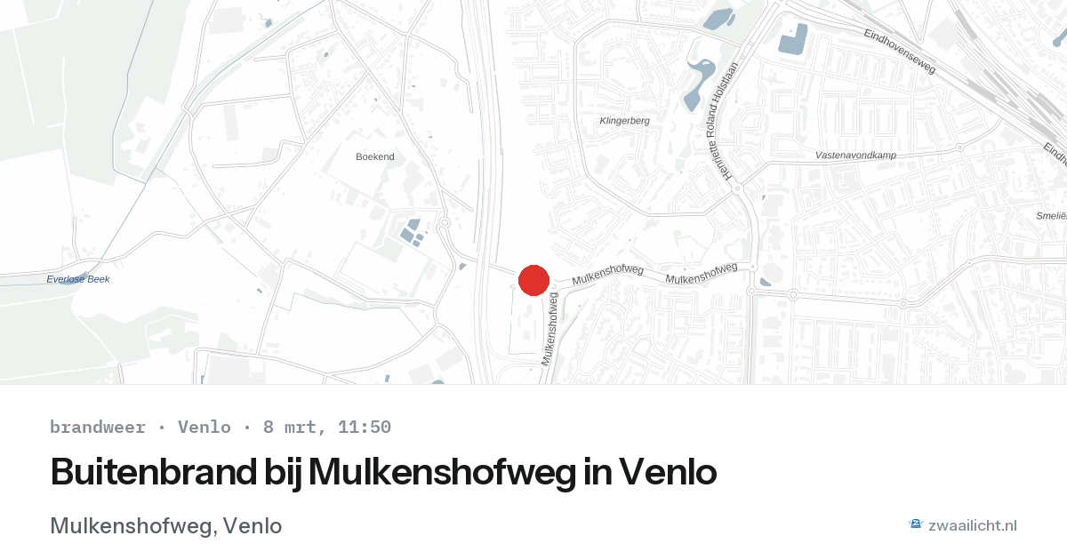 Buitenbrand bij Mulkenshofweg in Venlo — 8 mrt 2026