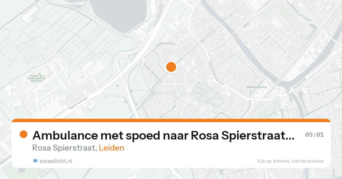 Ambulance met spoed naar Rosa Spierstraat in Leiden — 20 aug 2026