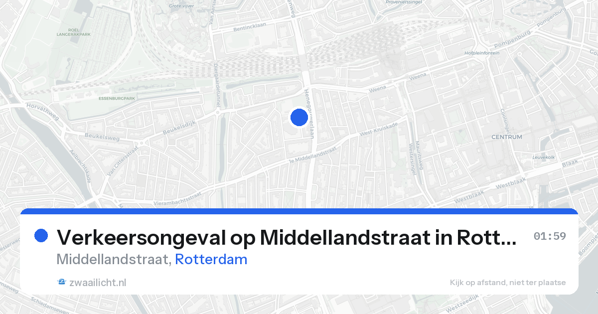 Verkeersongeval op Middellandstraat in Rotterdam — 22 aug 2026
