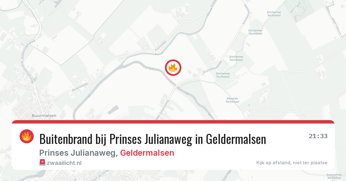 Buitenbrand bij Prinses Julianaweg in Geldermalsen — 10 apr 2026