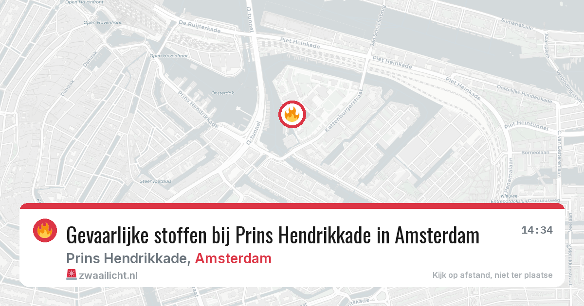 Gevaarlijke stoffen bij Prins Hendrikkade in Amsterdam — 3 aug 2026