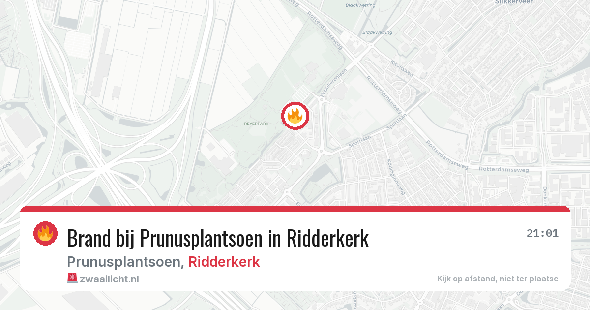 Brand bij Prunusplantsoen in Ridderkerk — 19 jun 2026