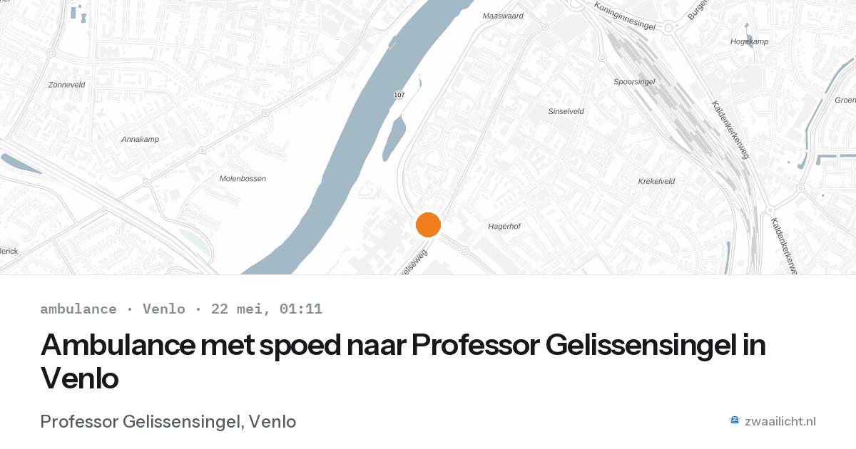 Ambulance met spoed naar Professor Gelissensingel in Venlo — 21 mei 2026