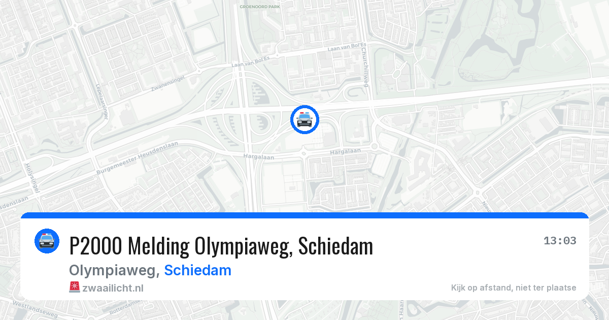 P2000 Melding Olympiaweg, Schiedam — 15 mei 2026