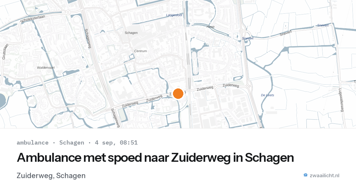 Ambulance met spoed naar Zuiderweg in Schagen — 4 sep 2026