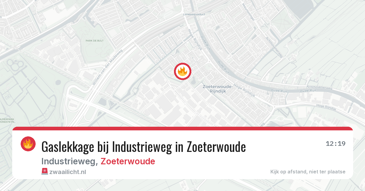 Gaslekkage bij Industrieweg in Zoeterwoude — 11 jun 2026