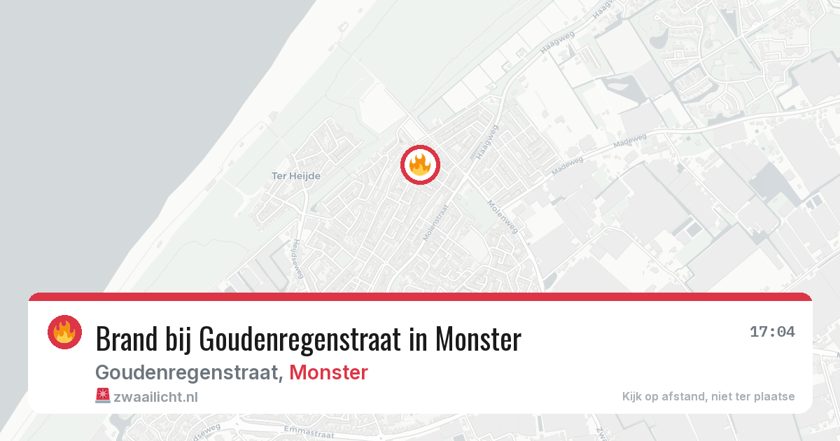 Brand bij Goudenregenstraat in Monster — 13 aug 2026