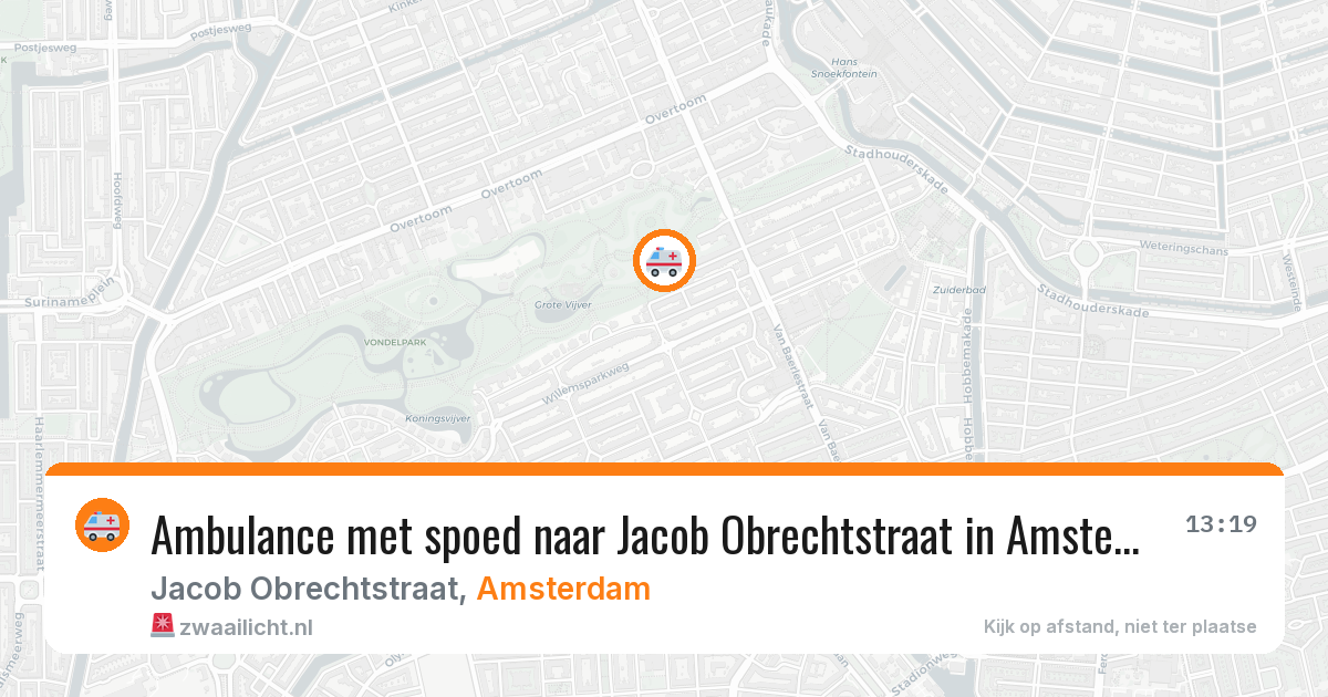 Ambulance met spoed naar Jacob Obrechtstraat in Amsterdam — 22 jun 2026