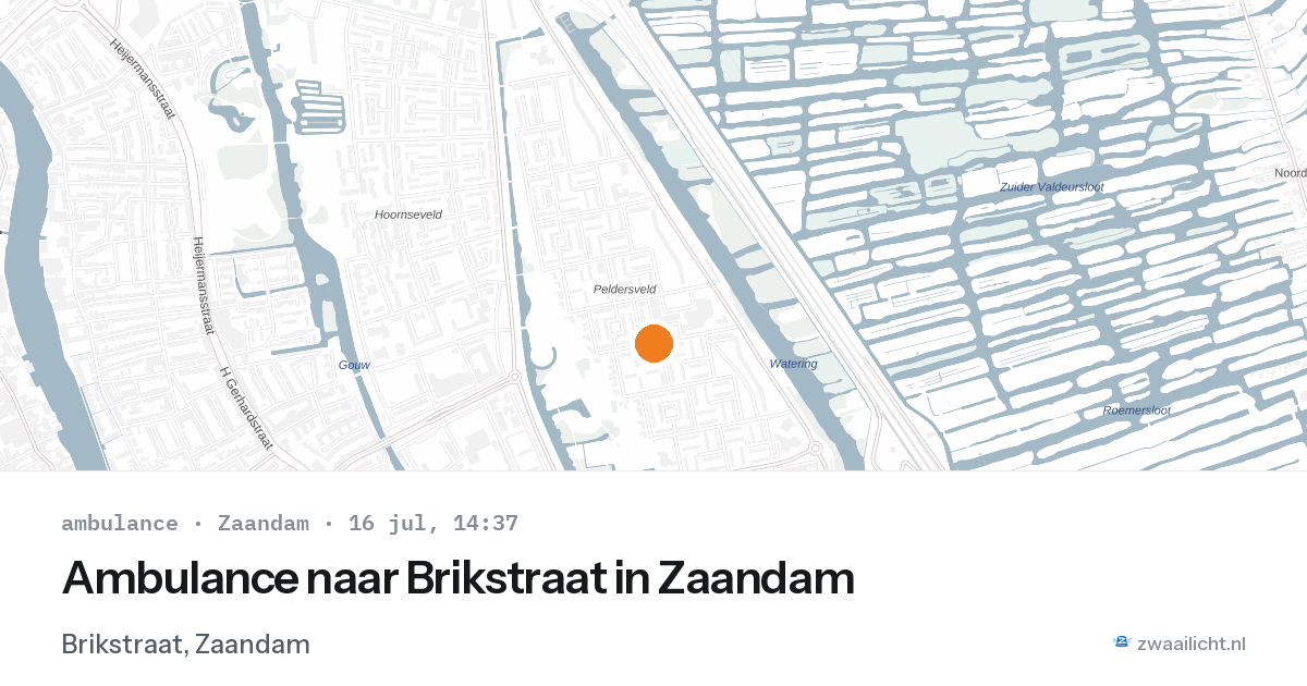 Ambulance naar Brikstraat in Zaandam — 16 jul 2026