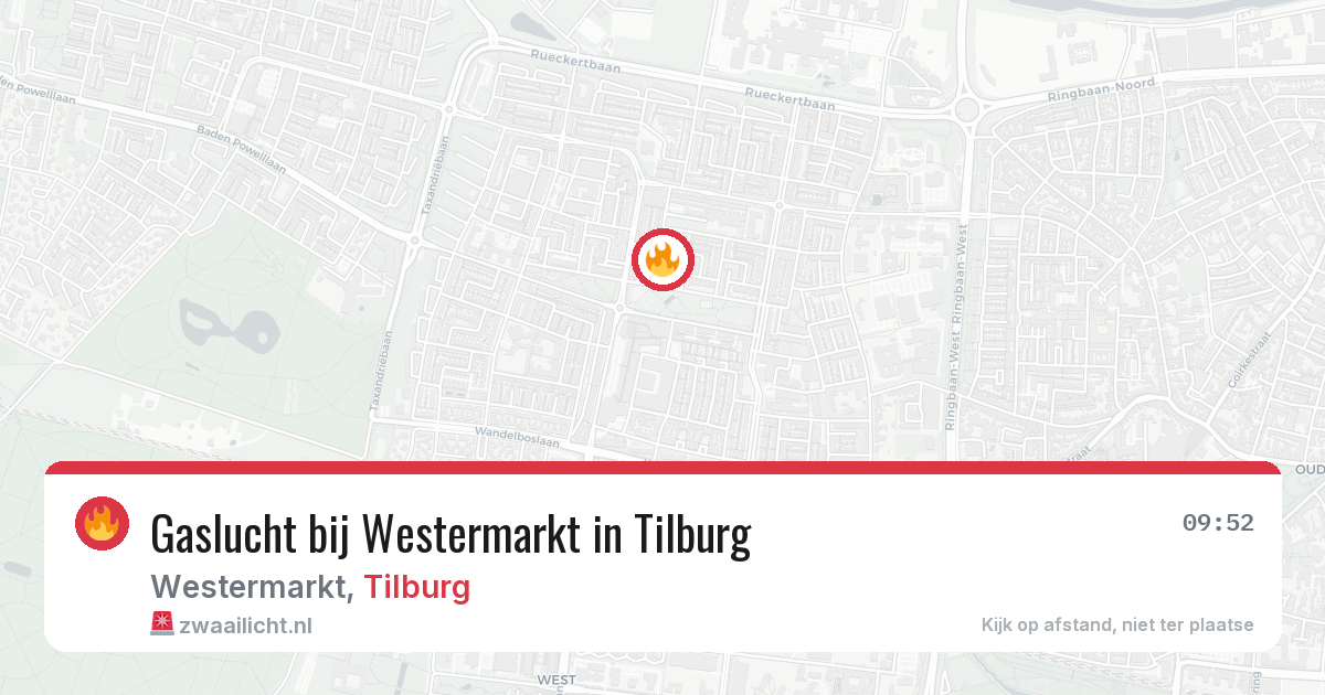 Gaslucht bij Westermarkt in Tilburg — 5 aug 2026