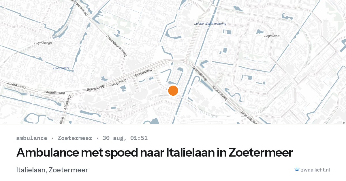 Ambulance met spoed naar Italielaan in Zoetermeer — 29 aug 2026