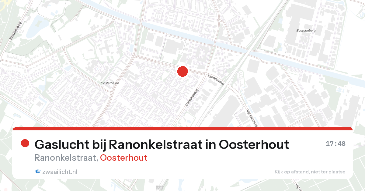 Gaslucht bij Ranonkelstraat in Oosterhout — 20 feb 2026
