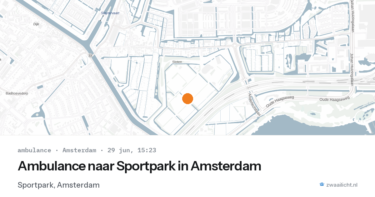 Ambulance naar Sportpark in Amsterdam — 29 jun 2026