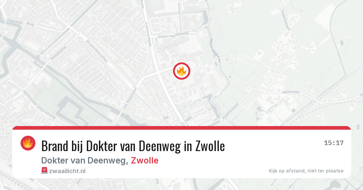 Brand bij Dokter van Deenweg in Zwolle — 11 aug 2026