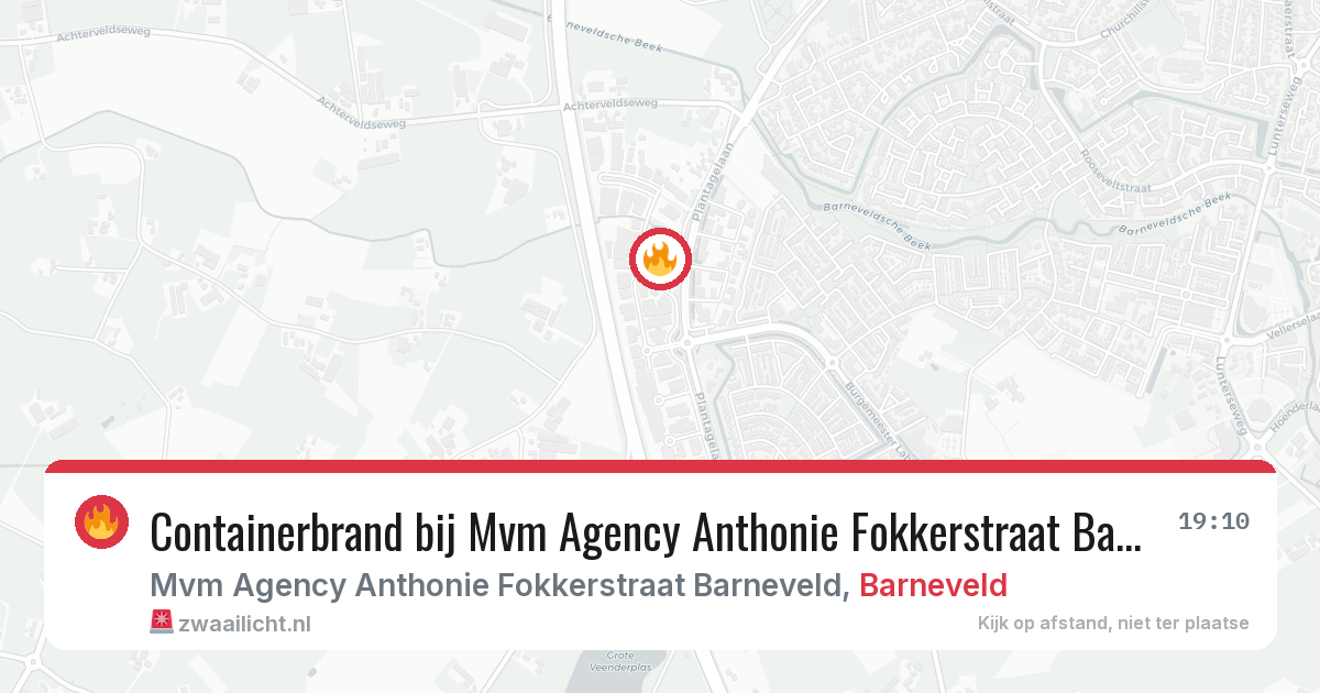 Containerbrand bij Mvm Agency Anthonie Fokkerstraat Barneveld in Barneveld — 12 jun 2026
