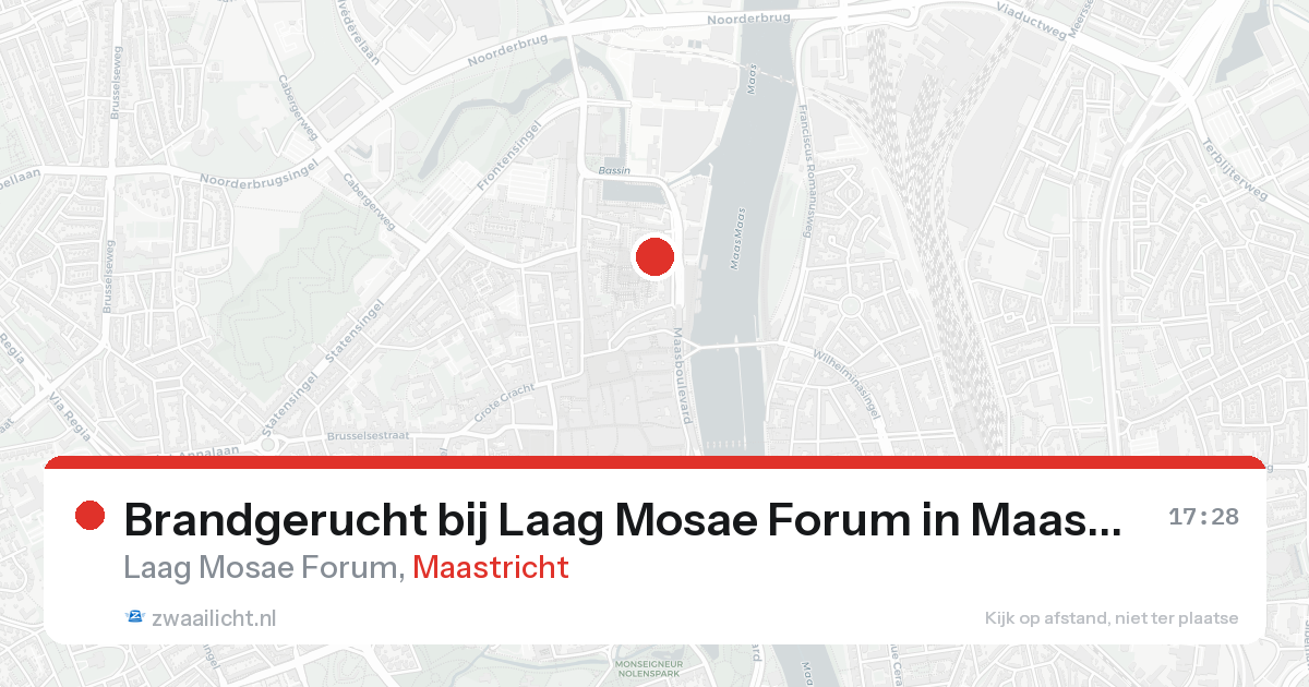Brandgerucht bij Laag Mosae Forum in Maastricht — 17 aug 2026