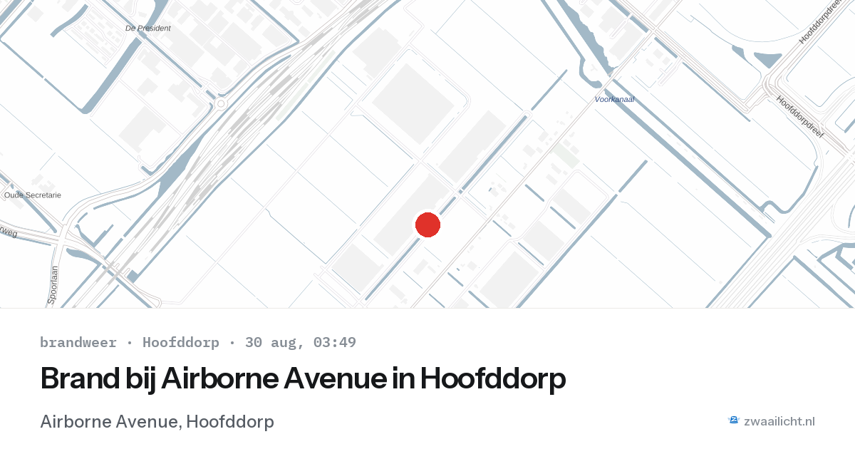 Brand bij Airborne Avenue in Hoofddorp — 30 aug 2026