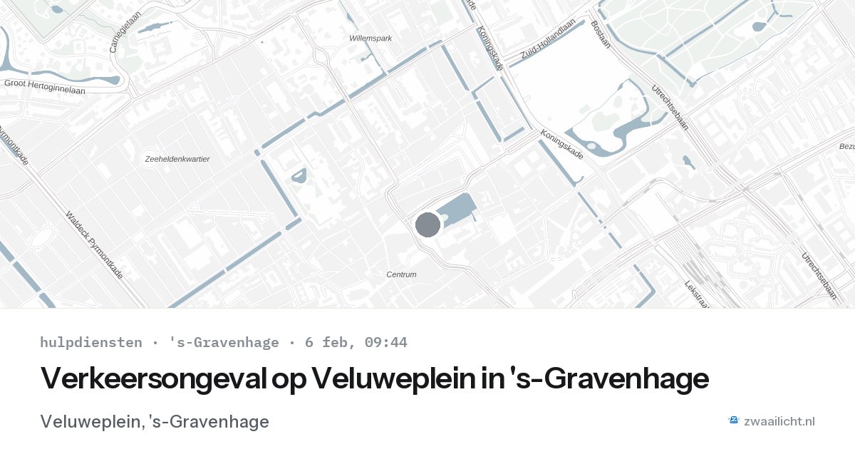 Verkeersongeval op Veluweplein in 's-Gravenhage — 6 feb 2026