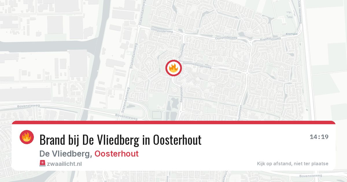 Brand bij De Vliedberg in Oosterhout — 14 aug 2026